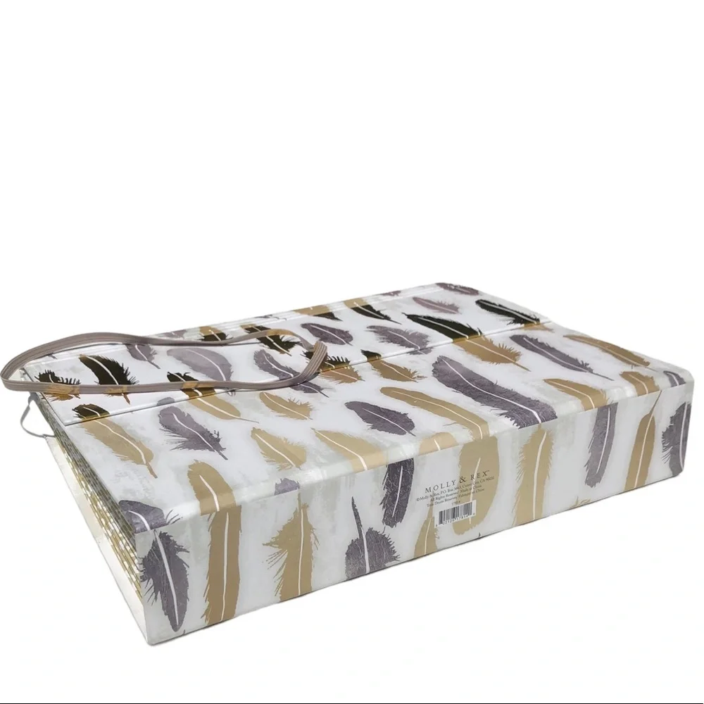 Molly & Rex Foil Feathers Accordion File Holder w/Bungee Closure (17814)